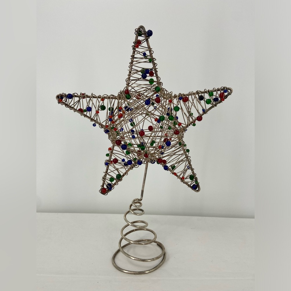 Pottery Barn Tree Topper‎ star Shape Wire plus beads vintage